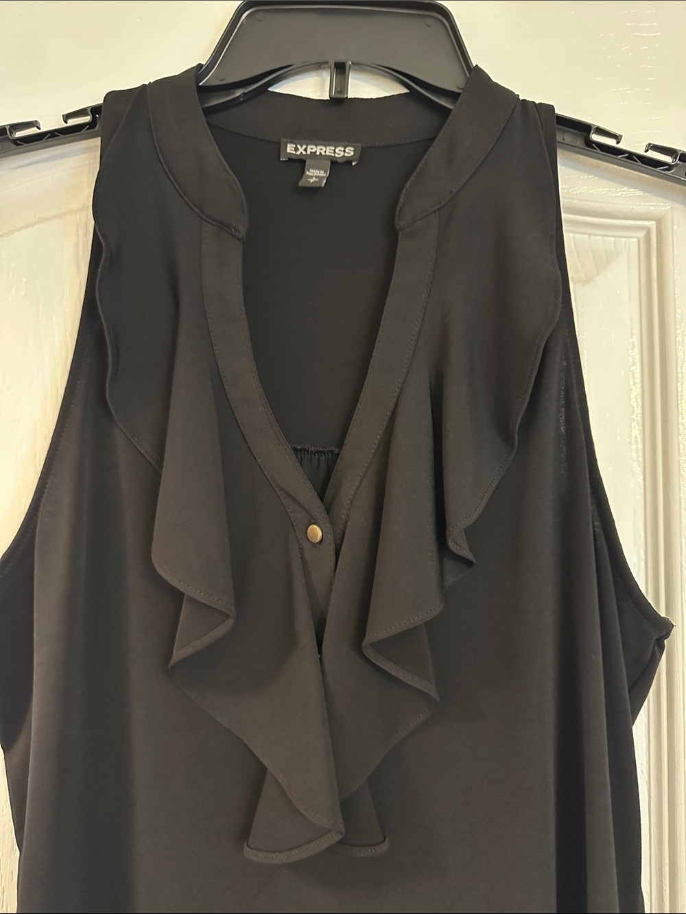 Express Black Ruffle V-Neck Sleeveless top 
Size S